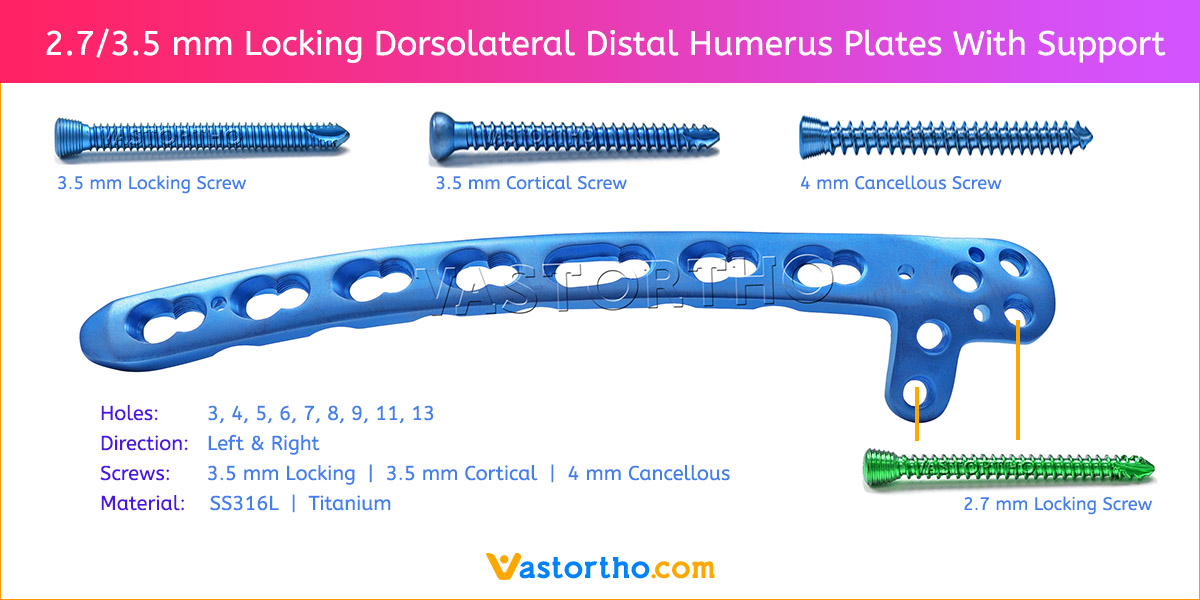 2.7 3.5 mm Locking Dorsolateral Distal Humerus Plates With Support