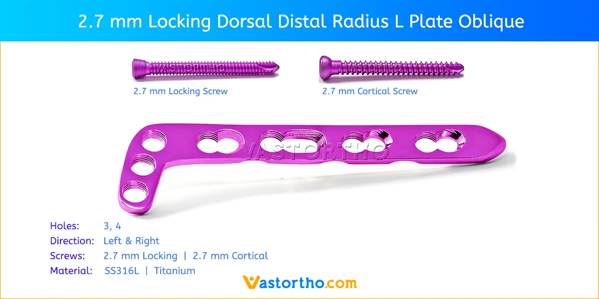 2.7 mm Locking Dorsal Distal Radius L Plate Oblique