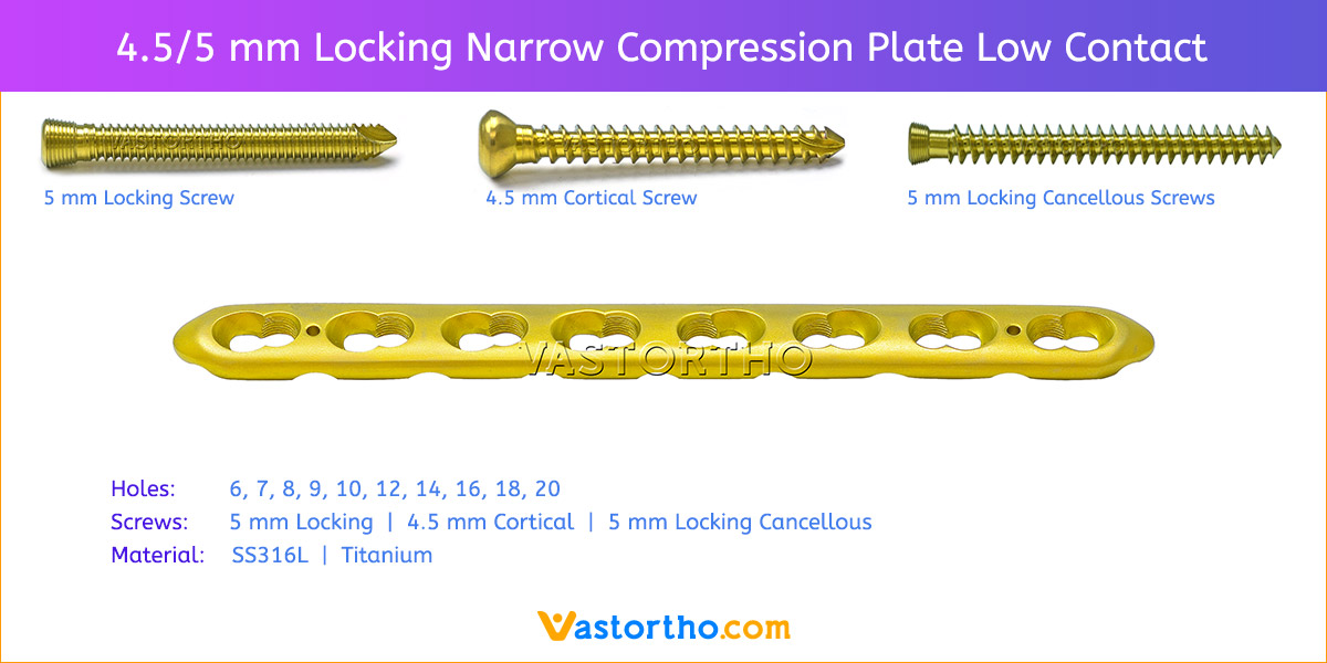 Distal Medial Tibia Locking Plate, Size: 4.5mm /3.5mm