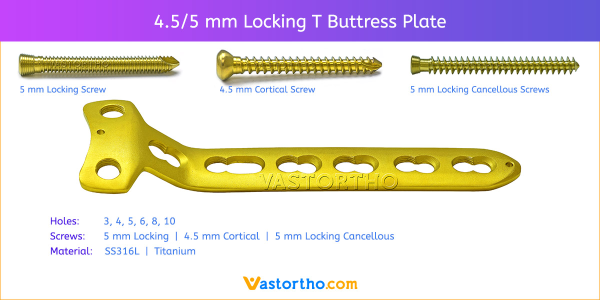 5 mm Locking T Buttress Plate